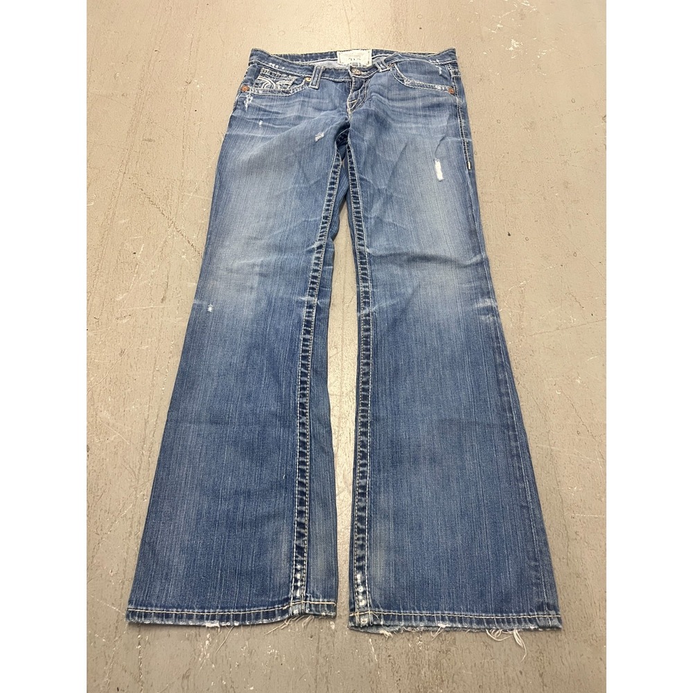 Big Star Liv Bootcut Jeans Womens 33" Waist Blue Denim Medium Wash Distressed